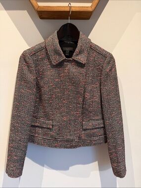 J Crew Pink-Accented Tweed Cropped Jacket